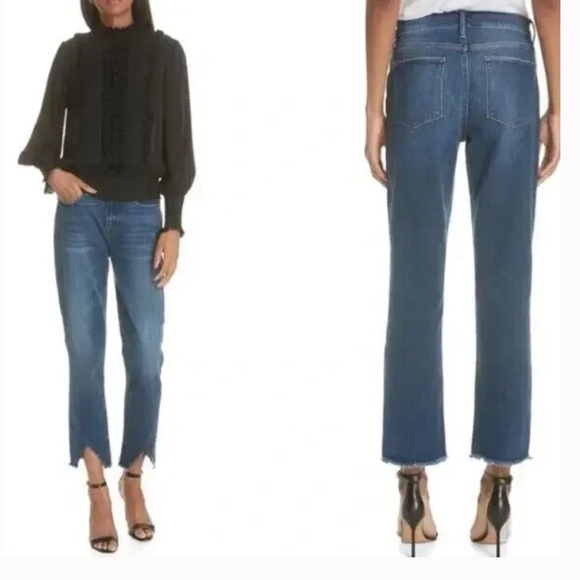 FRAME DENIM Le High Straight Jeans Asymetric Hem in Kingsway Size 31 - Picture 1 of 10